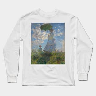 Woman with a Parasol - Madame Monet and Her Son by Claude Monet Long Sleeve T-Shirt